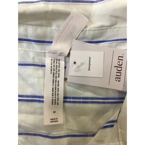 Auden Womens Blue White Striped Short Sleeve Button Down Sleep Shirt Small‎ NWT thumbnail 3