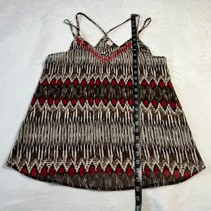 Paperdoll V-Neck Sleeveless Tribal Print Blouse Size M Y2K 90s Festival Bohemian thumbnail 7