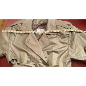 Worthington Essentials Womens 10P Olive Trench Coat Vintage Petite Raincoat Belt thumbnail 6