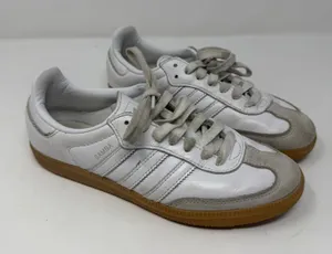 Adidas Samba OG Sneaker White Grey Gum Leather Suede Womens Size 7 thumbnail 1