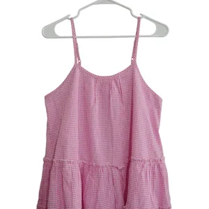 Maisie Pink Gingham‎ Tiered Mini Dress Cotton Babydoll Ruffle Trim NWT Size M thumbnail 2
