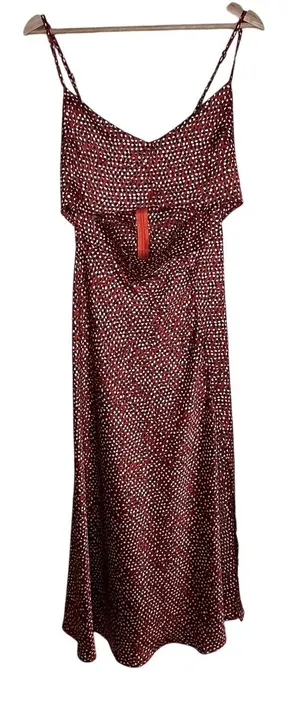 Petal‎ & Pup Women's Printed Burnt Orange Satin Cutout Midi Dress Size 4 thumbnail 1