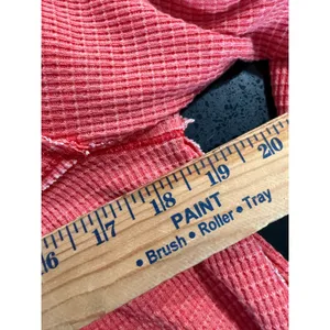 We The Free Free People Womens Small Coral Red Waffle Knit‎ Henley Thermal Top thumbnail 4