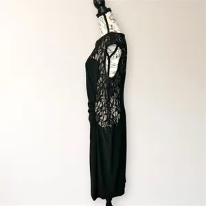 Ralph Lauren Black Lace‎ Sequin Illusion Sheath Dress 14 Ruched Cocktail Attire thumbnail 7