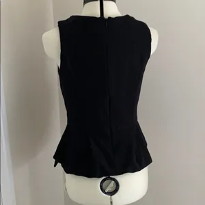 White House | Black Market Black Peplum Beaded High Neck Tank Top thumbnail 6