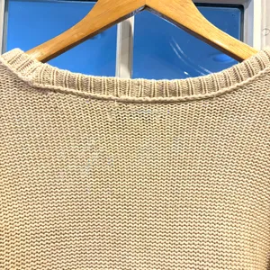 American Eagle Cropped Knit Sweater Chunky Crew Neck Cozy Neutral XS Boho thumbnail 7