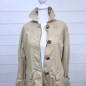 J.Crew‎ 100% cotton tan trench coat with hidden buttons down front Size XS thumbnail 2