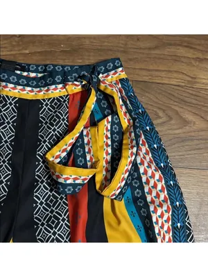 Jealous Tomato Multicolor Patterned Wide Leg Palazzo Flare Pants Office Boho thumbnail 2