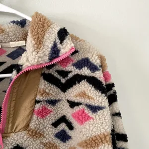 Levi's cream gold pink half zip pullover fleece sweater casual warm thick cotton thumbnail 2