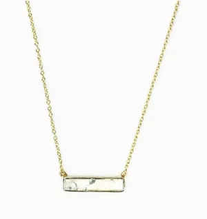 NEW‎ Gold Howlite Bar Necklace thumbnail 1