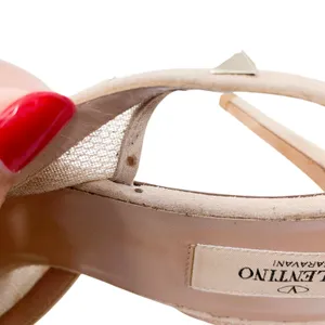 Valentino Garavani Rockstud Nude Mesh Suede Slingback Pointed Toe Pumps EU 39 thumbnail 11