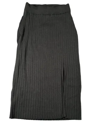 Abercrombie Fitch Womens S Black A-Line Pull‎ On Viscose Skirt Front Split thumbnail 1