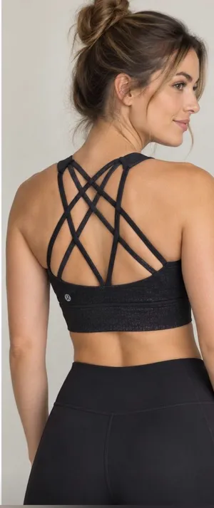 Lululemon black geometric design criss cross sports bra padded US 4 workout thumbnail 1