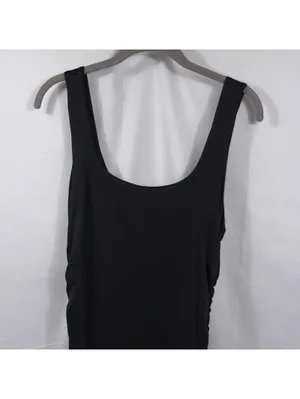 Women’s Black Ruched Bodycon Midi Dress Size Medium thumbnail 2