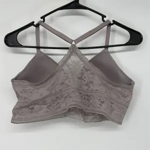 Victoria's Secret Floral Lace Longline Bralette Mauve Purple Size‎ Large L/G thumbnail 2
