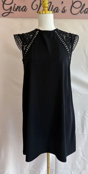 Zara Black Lace Cap Sleeve Dress Size XS thumbnail 1