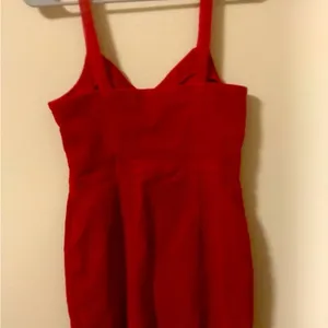 Red Mini Dress with Zipper Size 4 Red Corduroy Dress Trendy & Fashionable thumbnail 3