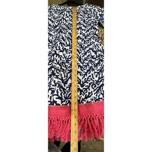 LILLY PULITZER Popover Tropical Floral Tunic Fringe Cover Up Size XS Dress‎ thumbnail 9