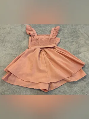 Women’s SHEIN Peach Ruffle Shorts Romper with Waist Tie Size Small thumbnail 5