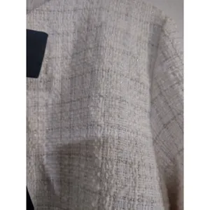 Line & Dot Kinzie Top, ivory cropped tweed jacket. Bow Detail Cropped Wool Poly thumbnail 11