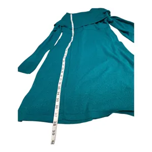 Athleta Teal Sweater Dress 2X Cowl Neck Tunic Organic Cotton Wool Pockets thumbnail 10