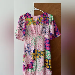 Flutter sleeve midi tea dress in mixed floral print, size s (us 4) thumbnail 2