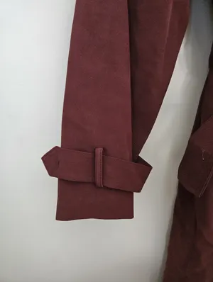 Indibrand Burgundy Tie-Waist Duster Long Jacket Korean Open Front Spring Light thumbnail 5