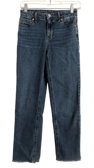 Target Wild Fable Blue Denim Mid Rise Cut Off Straight Leg Pants Jeans 0 thumbnail 1