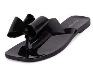 Jeffrey Campbell Sugary Jelly Bow Thong Sandals Black Size 6 thumbnail 1
