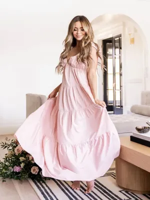 Vici Tru Tiered Ruffle Maxi Dress Flowy Light Pink Peach Size XS Feminine thumbnail 4