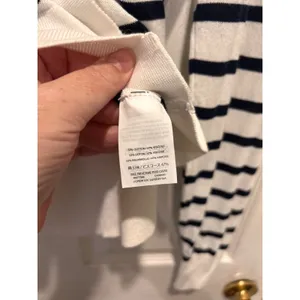 J.Crew Womens Large White Navy Blue Striped Cotton Viscose‎ Cardigan Sweater L thumbnail 6