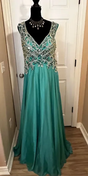 Tiffany Designs Elegant fancy maxi prom dress thumbnail 1