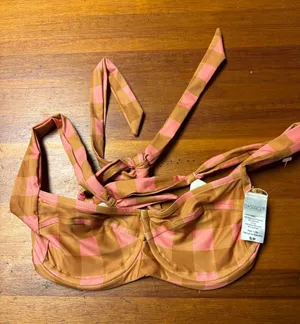 l*space Pink & Tan Check Underwire Bikini Top thumbnail 1