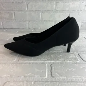 French Connection Kitten Heels Womens 7.5 Black Pointed Closed Toe‎ Solid Knit thumbnail 5