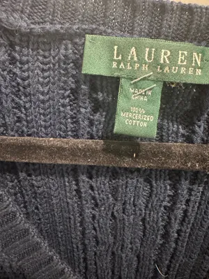 Navy Blue Ralph Lauren Cable Knit Sweater Cotton Medium thumbnail 3
