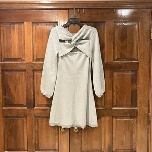 NWT J.‎ Crew Lurex Twist Back SIlver Merino Wool Blend Dress Size Small thumbnail 4