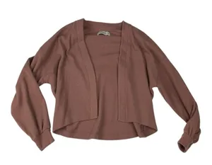 Abercrombie & Fitch women's small soft cozy tan sweater open cardigan brown casu thumbnail 1