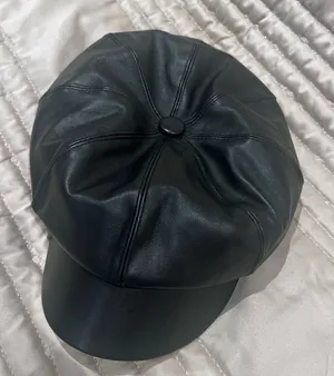 Casual Vegan Leather Cap Black thumbnail 1