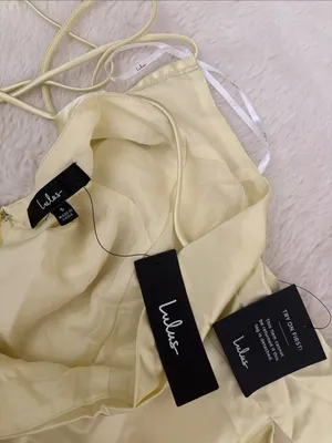 Lulus Stunning Example Light Yellow Satin Backless Maxi Dress Size small Formal thumbnail 5