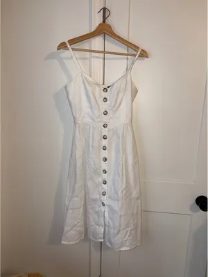 Reformation Velma $198 100% Linen Small White Button-Front Midi Dress Straps thumbnail 2