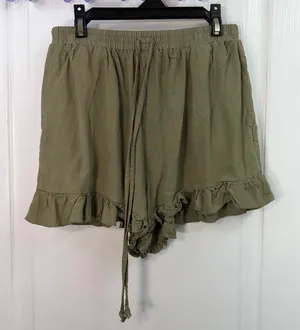 American Eagle green‎ high waisted ruffle hem pull on pocket shorts casual XS thumbnail 1