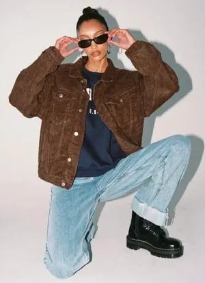 Princess Polly Corduroy Jacket Brown thumbnail 1