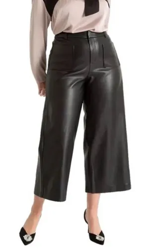 Zara Faux Leather 90s High Rise Wide Leg Black Pants Women’s 10 thumbnail 1