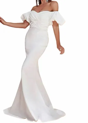 Boutique White Off-The-Shoulder Prom/Formal Dress Maxi thumbnail 5