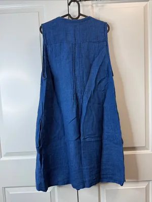 Faherty Isha Basketweave Dress XL Sleeveless Linen Indigo $168 thumbnail 7