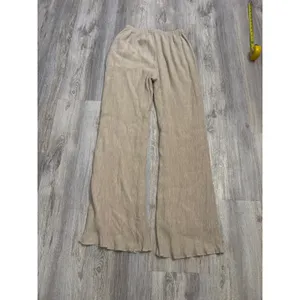 Abercrombie & Fitch Tan Crinkle Textured Wide Leg Drawstring Pants Small thumbnail 3