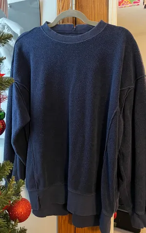 Aerie Navy Inside out Fleece Sweatshirt thumbnail 1