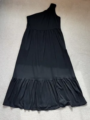 Zesica Black One Shoulder Maxi Dress Tiered Ruffle Stretch‎ Size XL thumbnail 1