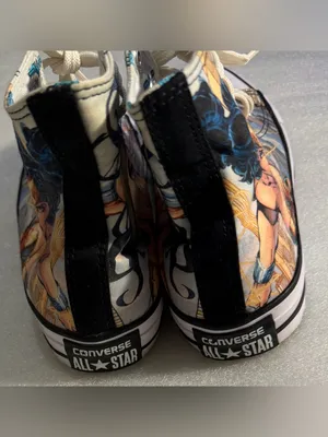 Converse Wonder Woman Graphic High-Top Sneakers - Cream/Blue/Black thumbnail 4