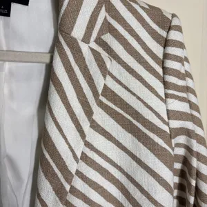 Ann Taylor Women Size 6 Animal Zebra Print Blazer‎ Lined Neutral Single Button thumbnail 7